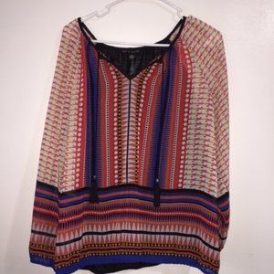Zac & Rachel Peasant Blouse Native Pattern Size L